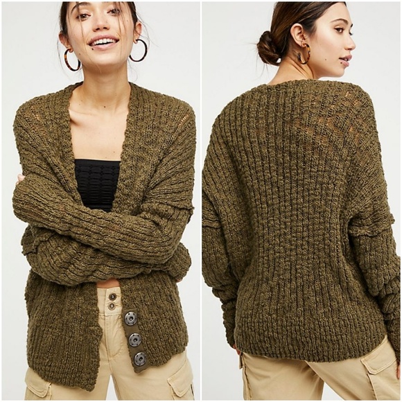 Green Knit Fun Times Cardigan Xs 